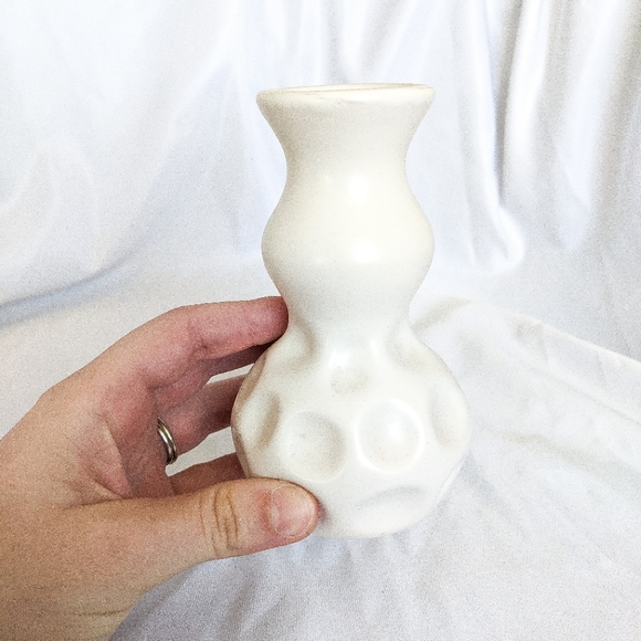 Vintage White Crater Ceramic Vase